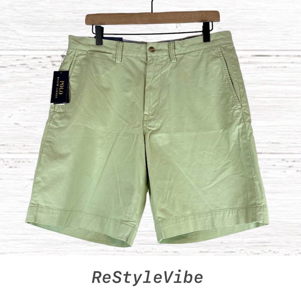 POLO BY RALPH LAUREN Men’s Size 33 Shorts Flat Front Stretch NWT Light Green